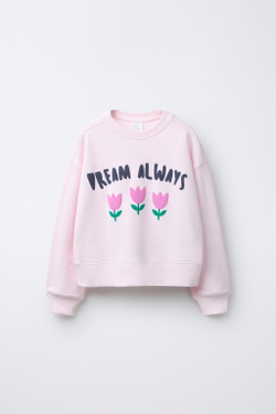 ZARA ТОЛСТОВКА С ПРИНТОМ, РОЗОВЫЙ