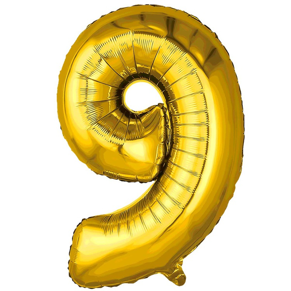 Шар фольгированный Цифра 9 81 см (Золотой)
