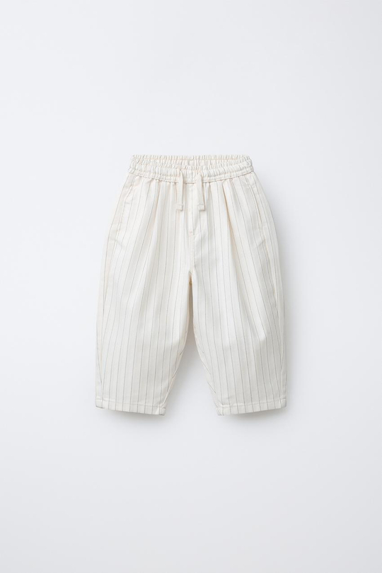 ZARA БРЮКИ В ПОЛОСКУ, ЭКРЮ