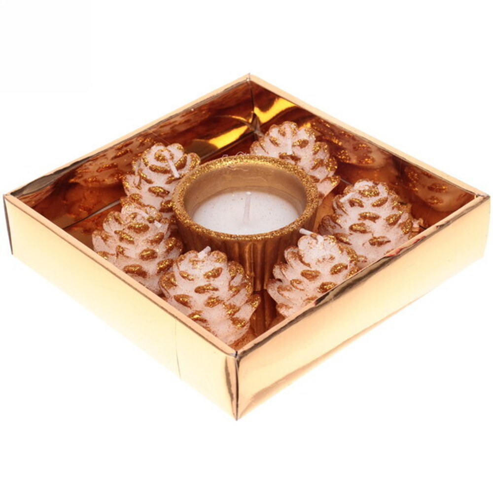 Набор свечей «Лесное очарование» 14х14х3 см, золото