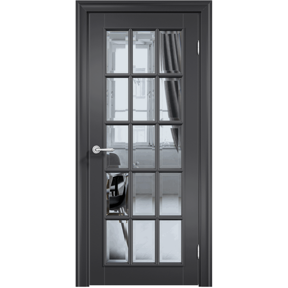 Фото межкомнатной двери эмаль Дверцов Брессо 3 цвет сигнальный чёрный RAL 9004 остеклённая