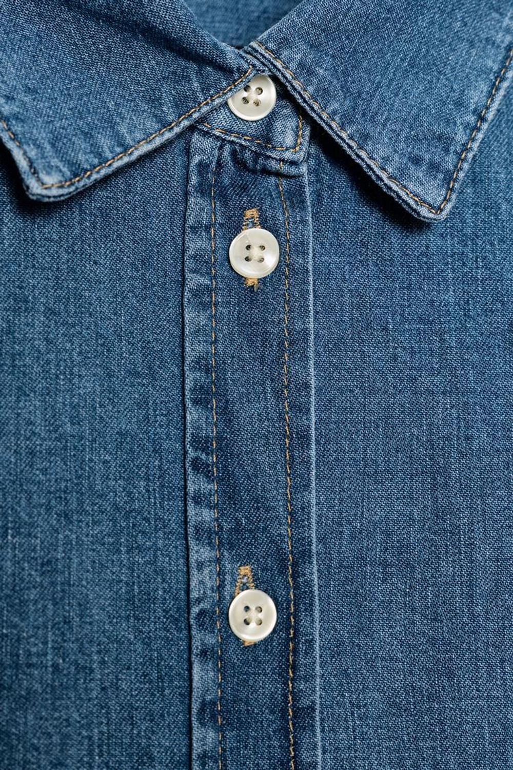 ZARA ПРИТАЛЕННАЯ ДЖИНСОВАЯ РУБАШКА — ZW COLLECTION, СИНИЙ