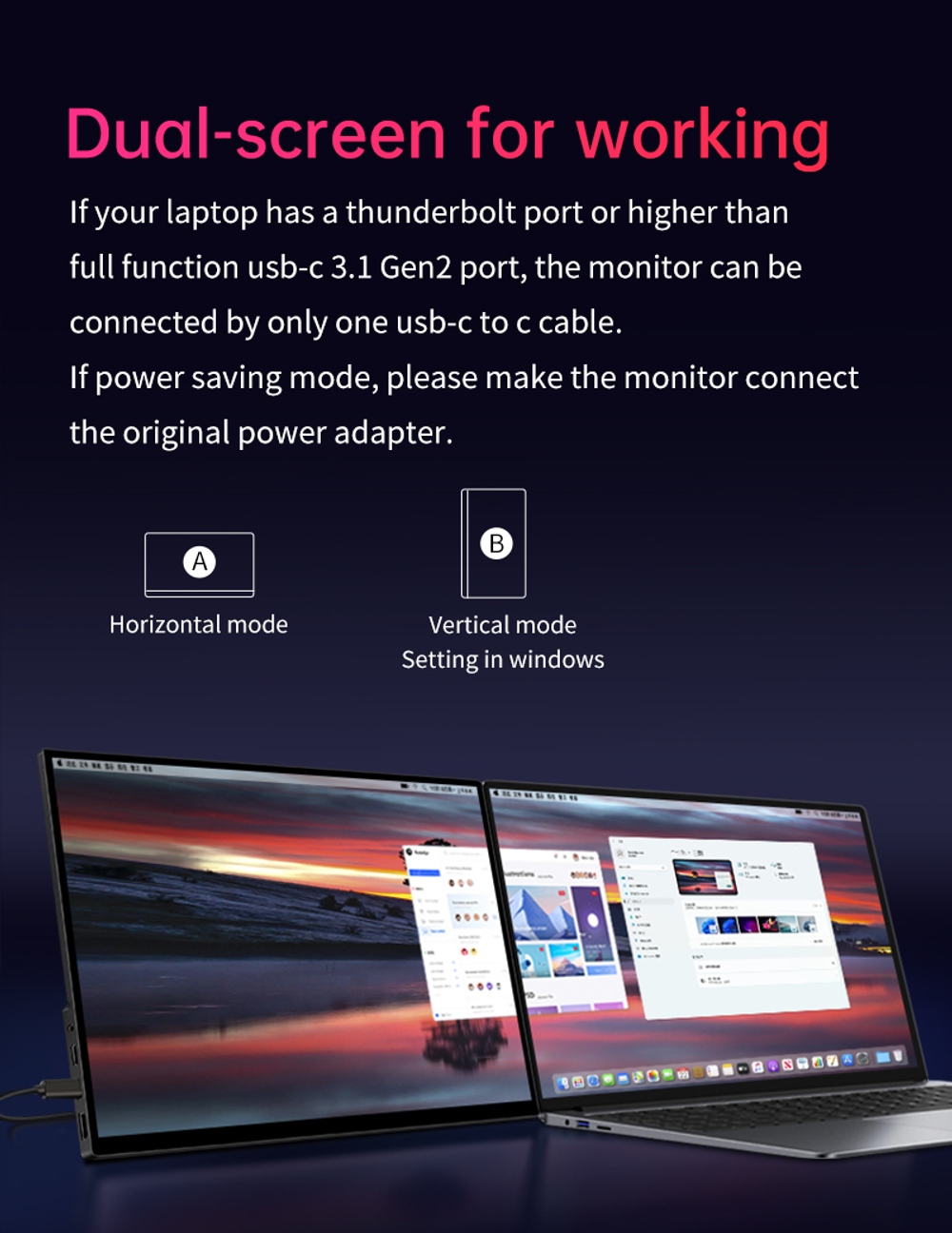 16" Портативный монитор VCHANCE 4K OLED 3840x2400, 60 Гц