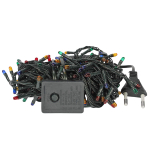 Электрогирлянда м/лампы цвет, 140 ламп, 6,7м, 8 р.миг., зелен.провод, кор