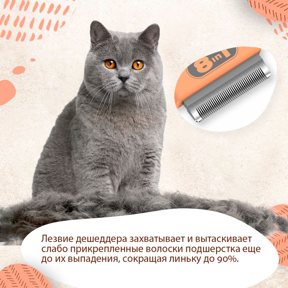 Дешеддер 8in1 Perfect Coat для кошек, размер S Дешеддер 8in1 Perfect Coat для кошек, размер S