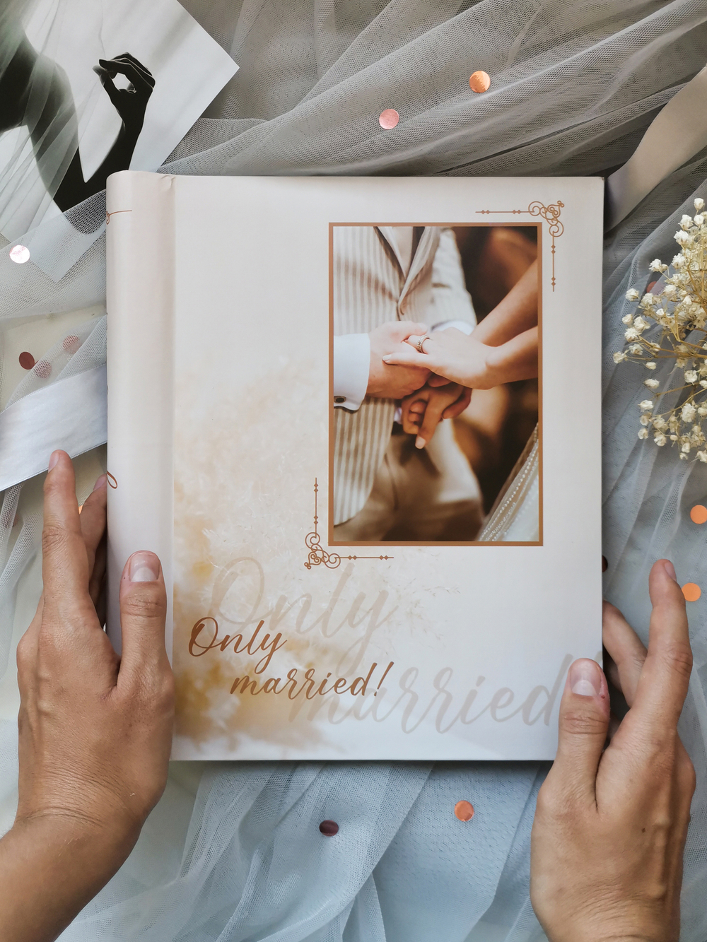 Фотоальбом свадебный на 20 магнитных листов 23х28 см. "Only married"