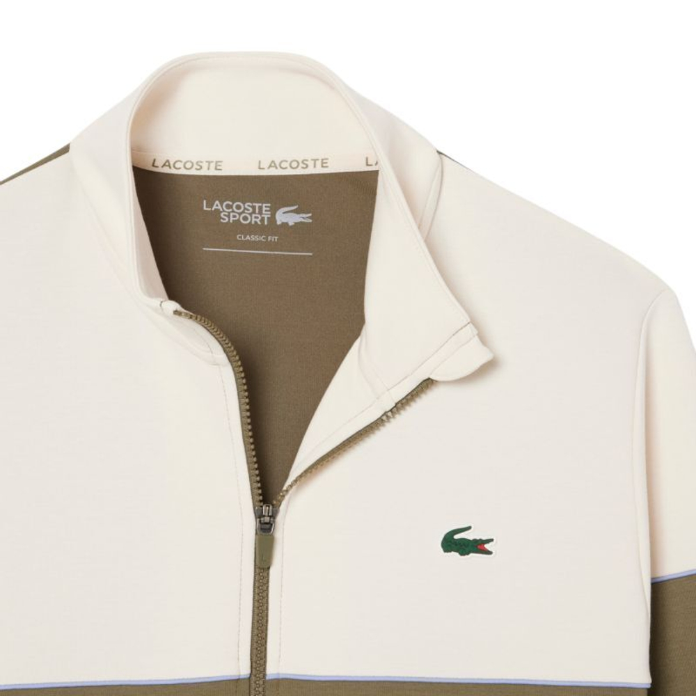 Куртка теннисная Lacoste Zipped Colour-Block - khaki green/white
