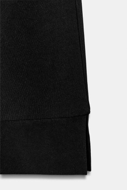 ZARA БРЮКИ ПРЯМОГО КРОЯ ИЗ КРЕПА С РАЗРЕЗАМИ, ЧЕРНЫЙ
