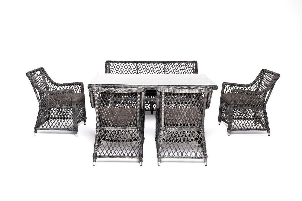 "Катания" обеденная группа плетеная на 6 персон, цвет графит