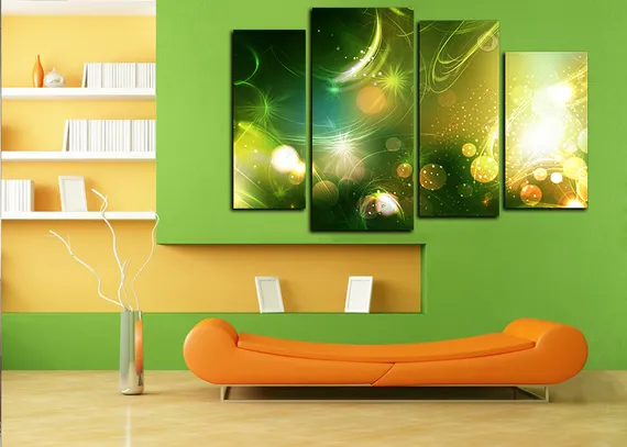 Модульная картина "Зеленая абстракция"