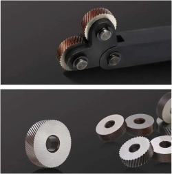 Державка для накатки косых рифлений / Набор инструментов со шкивом 25 мм для накатки на два колеса, 7 шт, для токарных станков