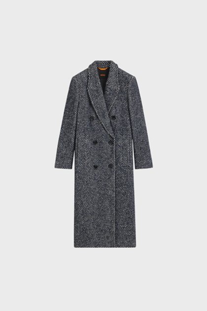 BOSS Пальто двубортное с узором "елочка"
