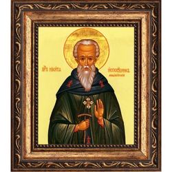 Никита Мидикийский преподобный игумен. Икона на холсте.