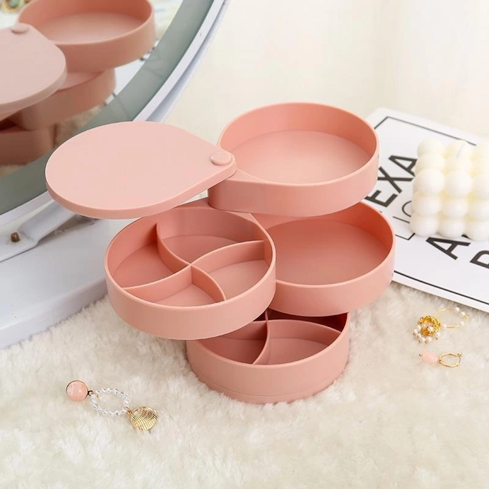 Органайзер для хранения «ФРАНКОТТА», цвет пудровый, четыре отделения, 12.5*11.5см (упаковка коробка)