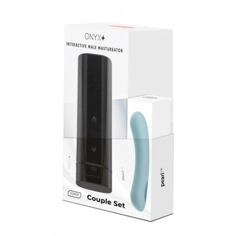 Комплект для пар KIIROO: интерактивный смарт мастурбатор Onyx+ и  вибратор Pearl 2+ (бирюзовый)