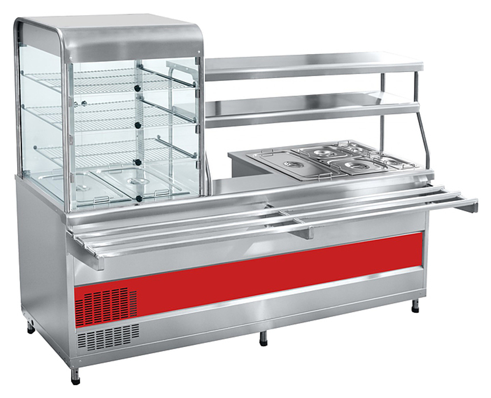 Прилавок-витрина Abat ПВХМ-70КМУ нерж., витрина слева