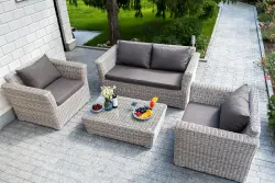 "Капучино" диван из искусственного ротанга двухместный, цвет бежевый