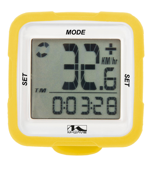 Велокомпьютер 14ф-ций беспровод. цифр. темпер. СИЛИКОН. СМЕННЫЙ КОРПУС ЖЕЛТЫЙ M-WAVE