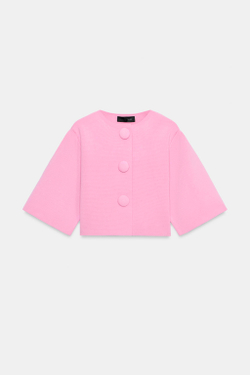 ZARA УКОРОЧЕННЫЙ КАРДИГАН С ОБТЯЖНЫМИ ПУГОВИЦАМИ, РОЗОВЫЙ