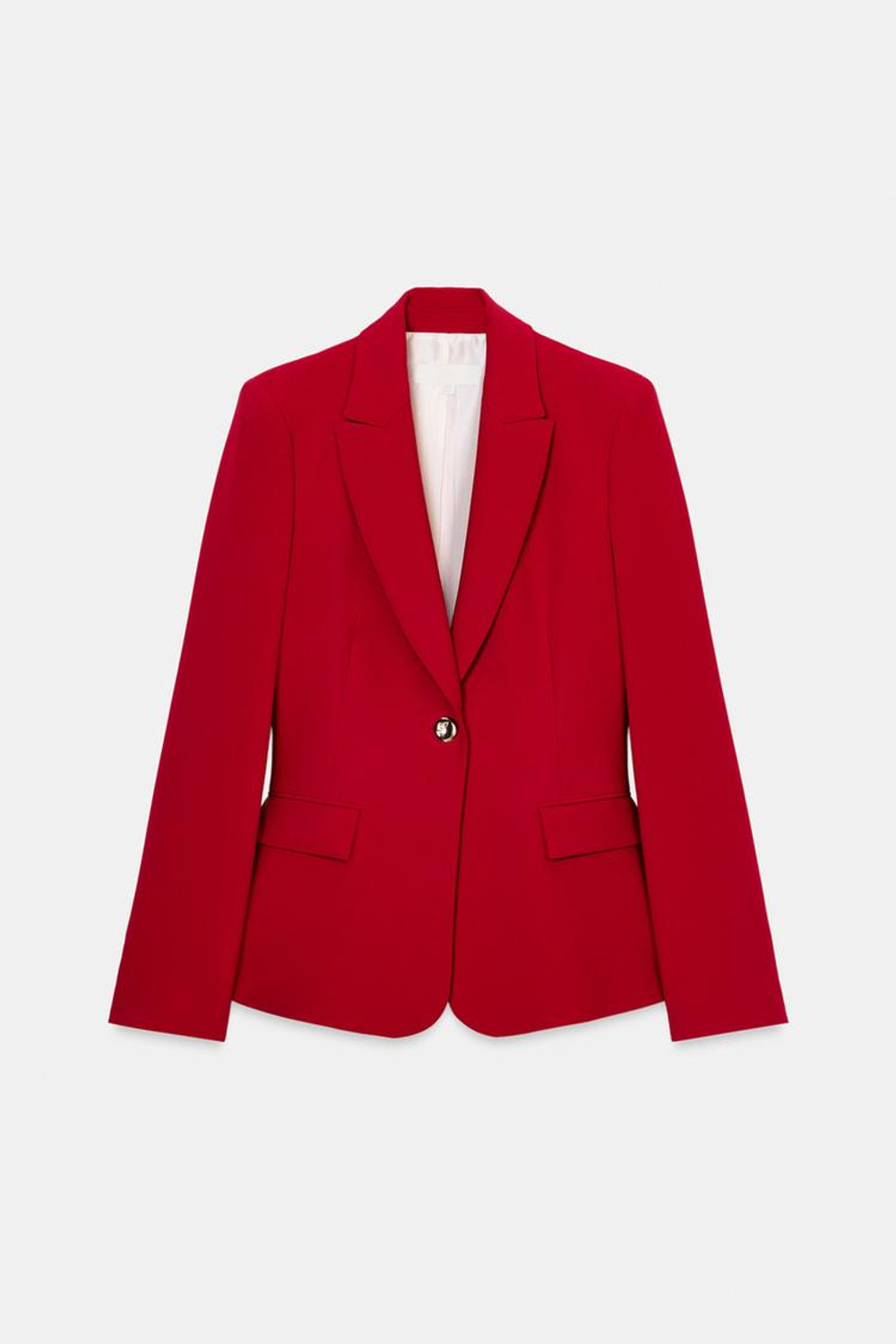 ZARA ПРИТАЛЕННЫЙ БЛЕЙЗЕР С ПОДПЛЕЧНИКАМИ, КРАСНЫЙ