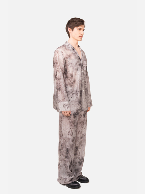 Рубашка "Тенета" в пижамном стиле. Серая