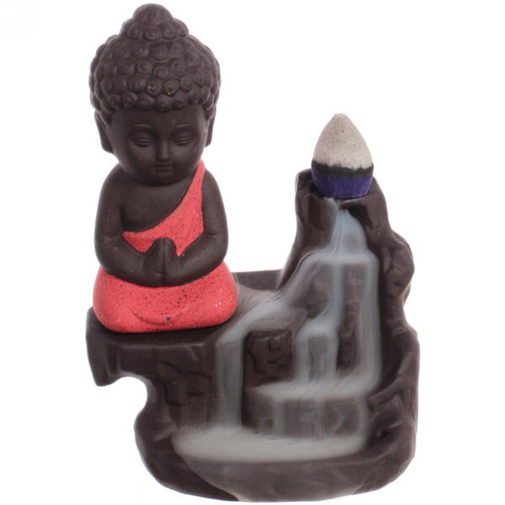Подставка под стелющиеся благовония Будда на скале в красном одеянии 8x5,5x11,5 см