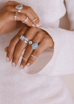 Кольцо «Дуо» с овальным аквамарином и белым топазом