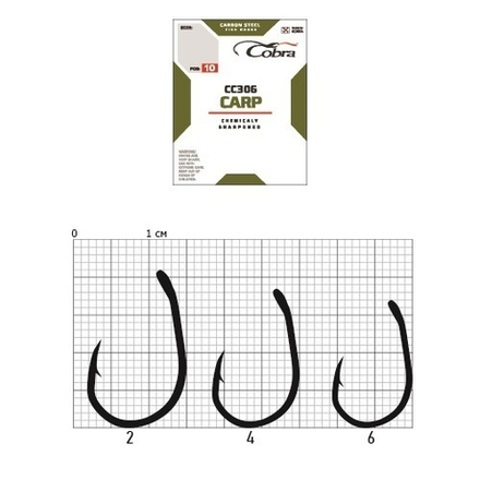 Крючки Cobra CARP KOI CC306, размер №4, упаковка 10 шт.