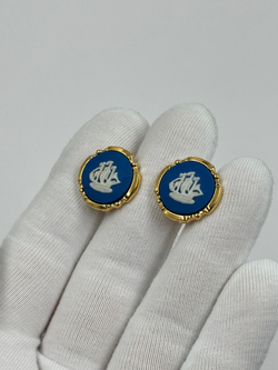 Запонки Парусник Wedgwood синие
