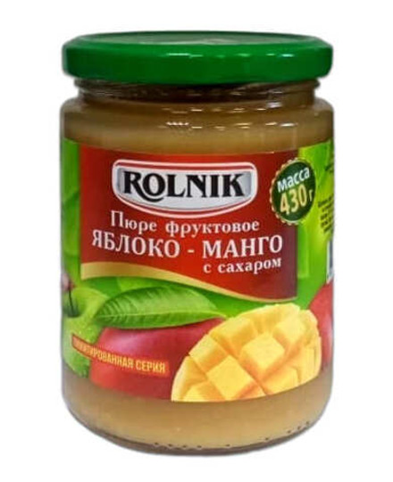 Пюре фруктовое Яблоко-манго с сахаром 420г. Рольник