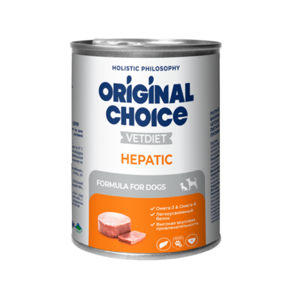 Консервы Hepatic взрослых собак и щенков, для профилактики болезней печени, 340г Organic Сhoice VET