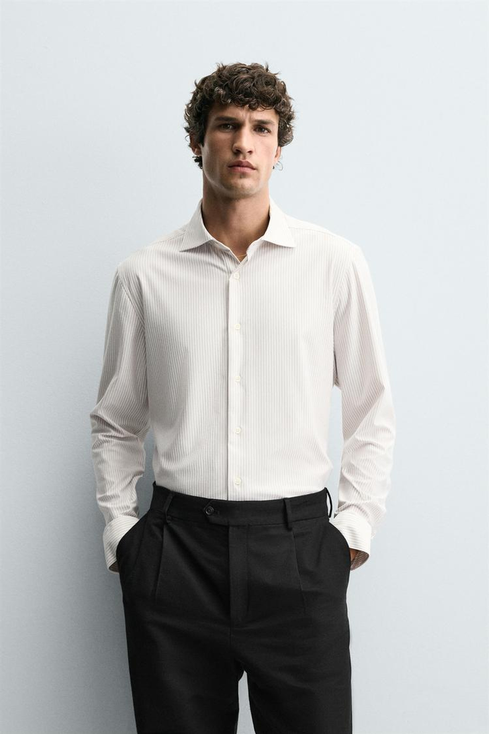 ZARA РУБАШКА REGULAR-FIT, ЭКРЮ/БЕЖЕВЫЙ