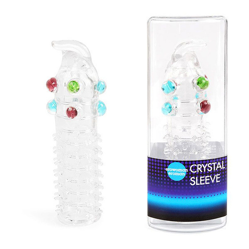 Закрытая прозрачная насадка 12см на пенис с выпуклостями и отростком Bior Toys Erowoman-Eroman EE-10011