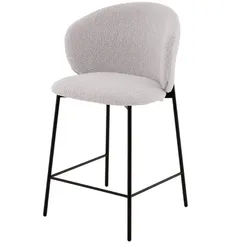 Полубарный стул Blaze 60 см, светло-серое букле, черные ножки 