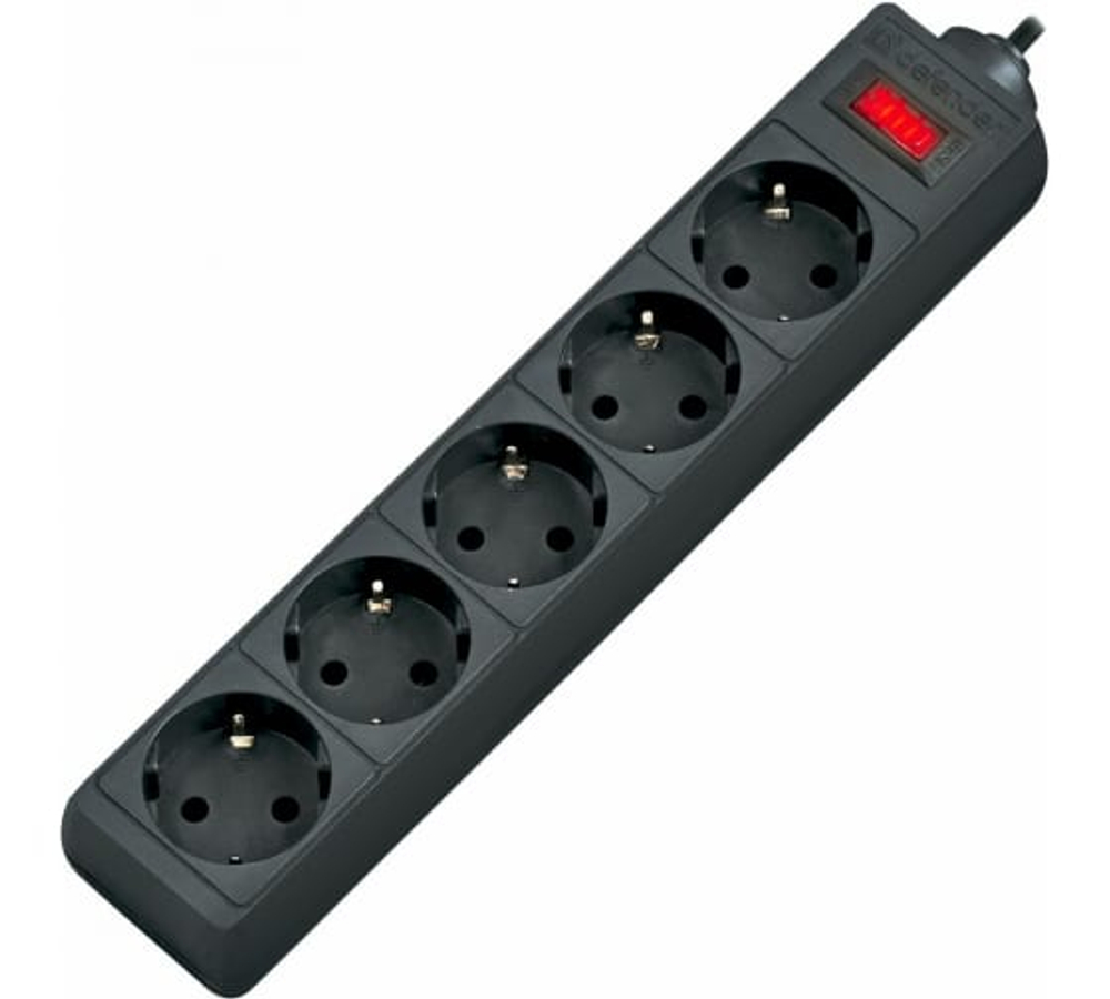 Сетевой фильтр Defender ES 1,8м (5 розеток) Black