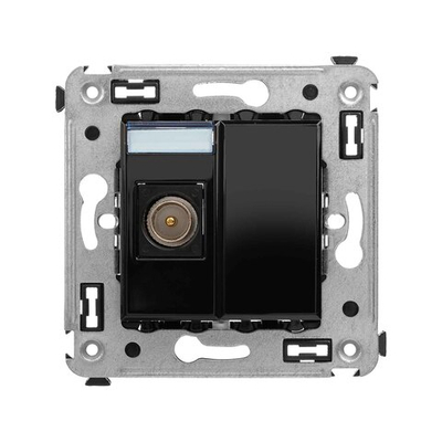 Розетка TV одиночная в стену, "Avanti", "Черный квадрат"