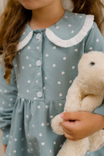 Платье из фланели с длинным рукавом «Сердечки», цвет мятный