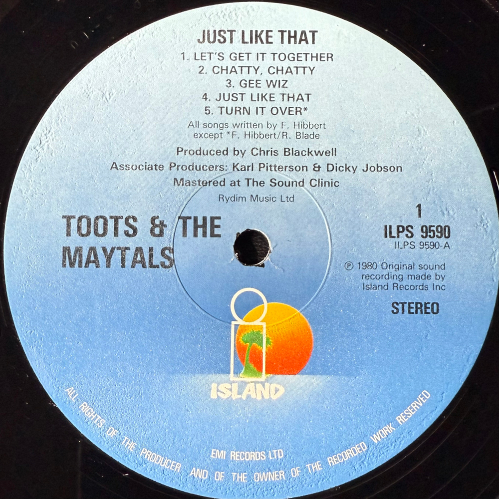 Toots & The Maytals ‎– Just Like That (Англия 1980г.)