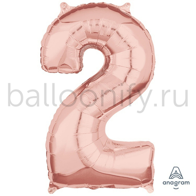 Шар ЦИФРА 2 Rose 26" 66 см