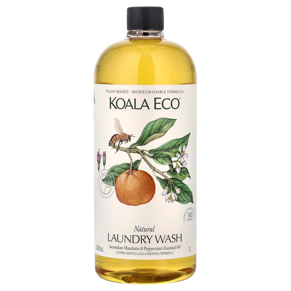 Koala Eco, натуральное средство для стирки, эфирное масло австралийского мандарина и перечной мяты, 1 л (33,8 жидк. унции)