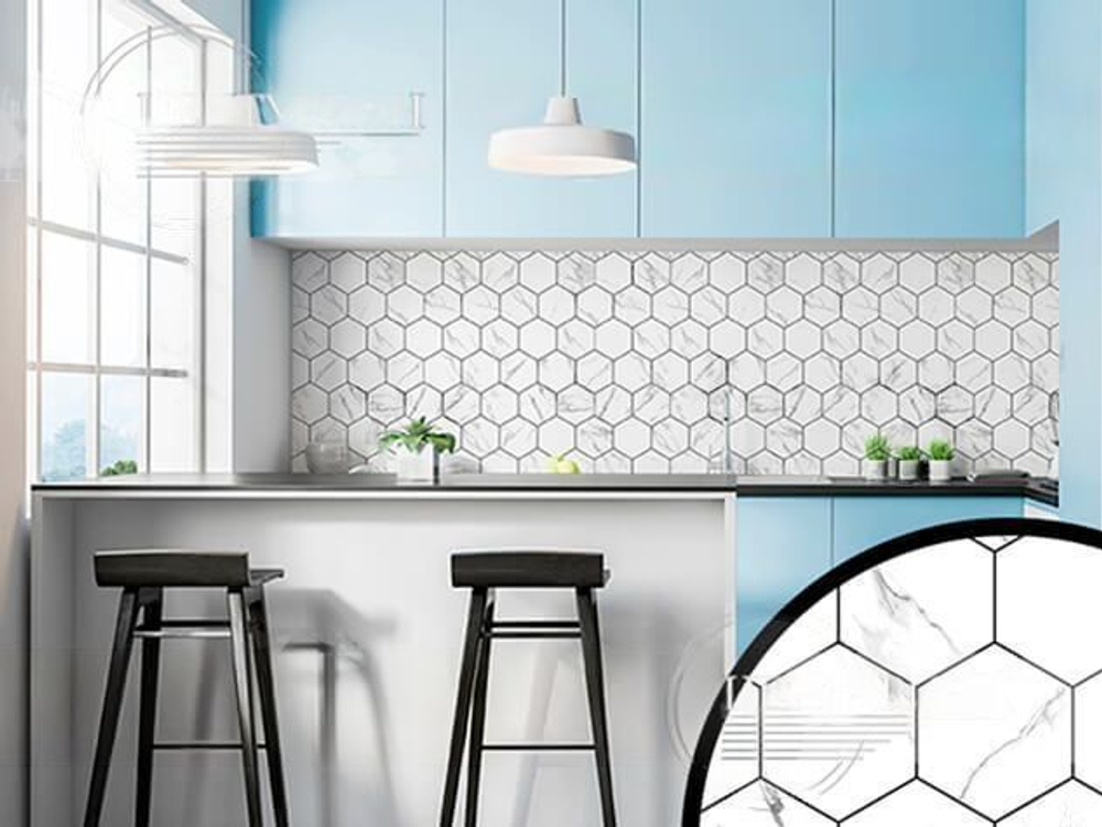 Кухонный фартук Соты мрамор 4000х600 мм