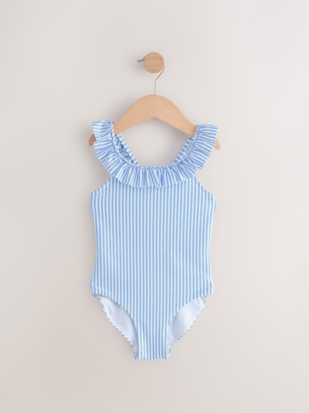 Купальник слитный и резинка для волос в комплекте для девочки Next E76-802, Белый, Синий