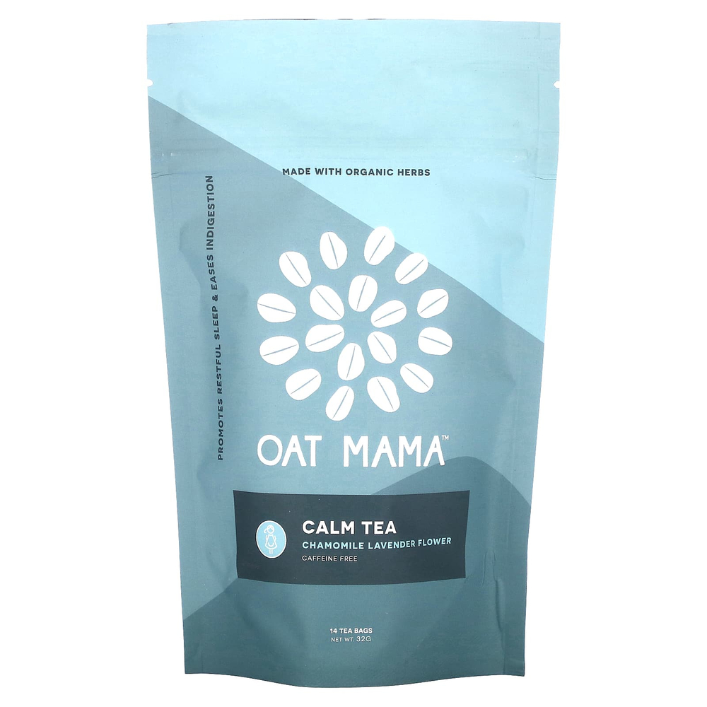 Oat Mama, Calm Tea, чай с ромашкой и лавандой, без кофеина, 14 чайных пакетиков, 32 г