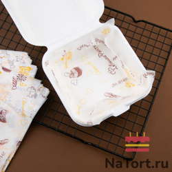 Бумага упаковочная для бенто-торта «Пекарня» 18 х 18 см, 100 шт