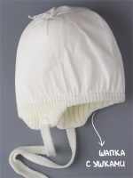 Шапка для девочки со снудом, демисезонная, молочная