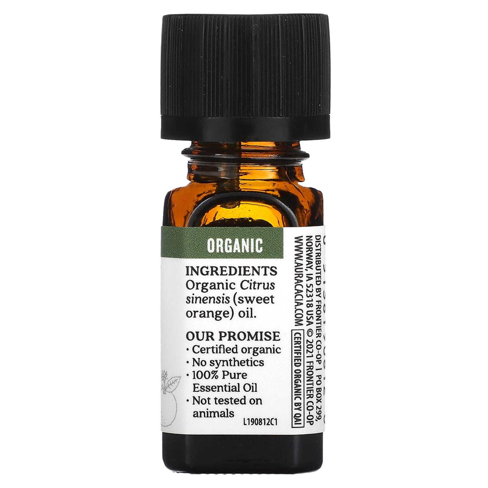 Aura Cacia, чистое эфирное масло, органический сладкий апельсин 7,4 мл (0,25 жидкой унции)