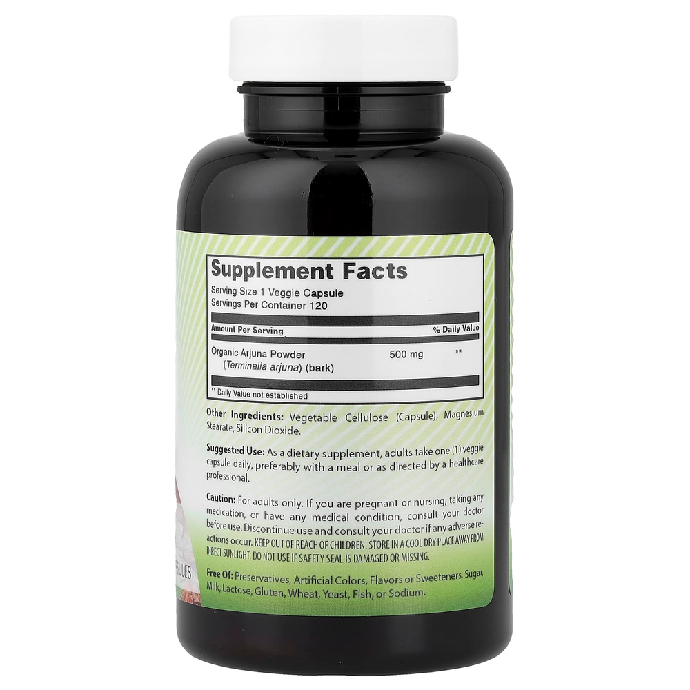 Amazing India, Арджуна, 500 мг, 120 растительных капсул