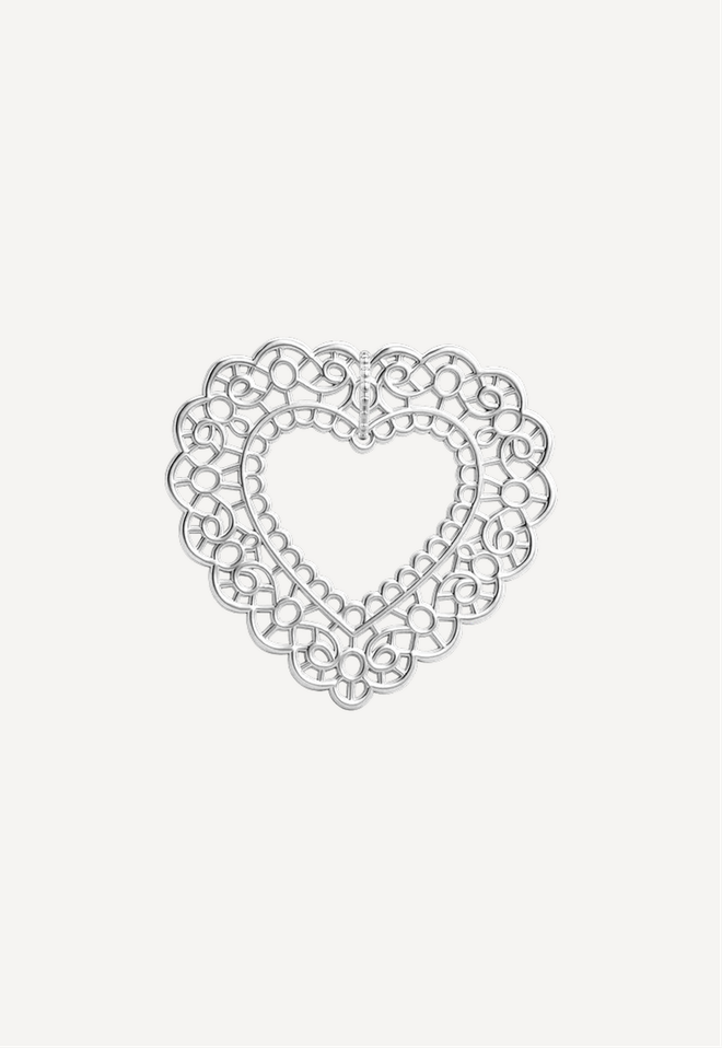 Подвес из серебра "Большое кружевное сердце"