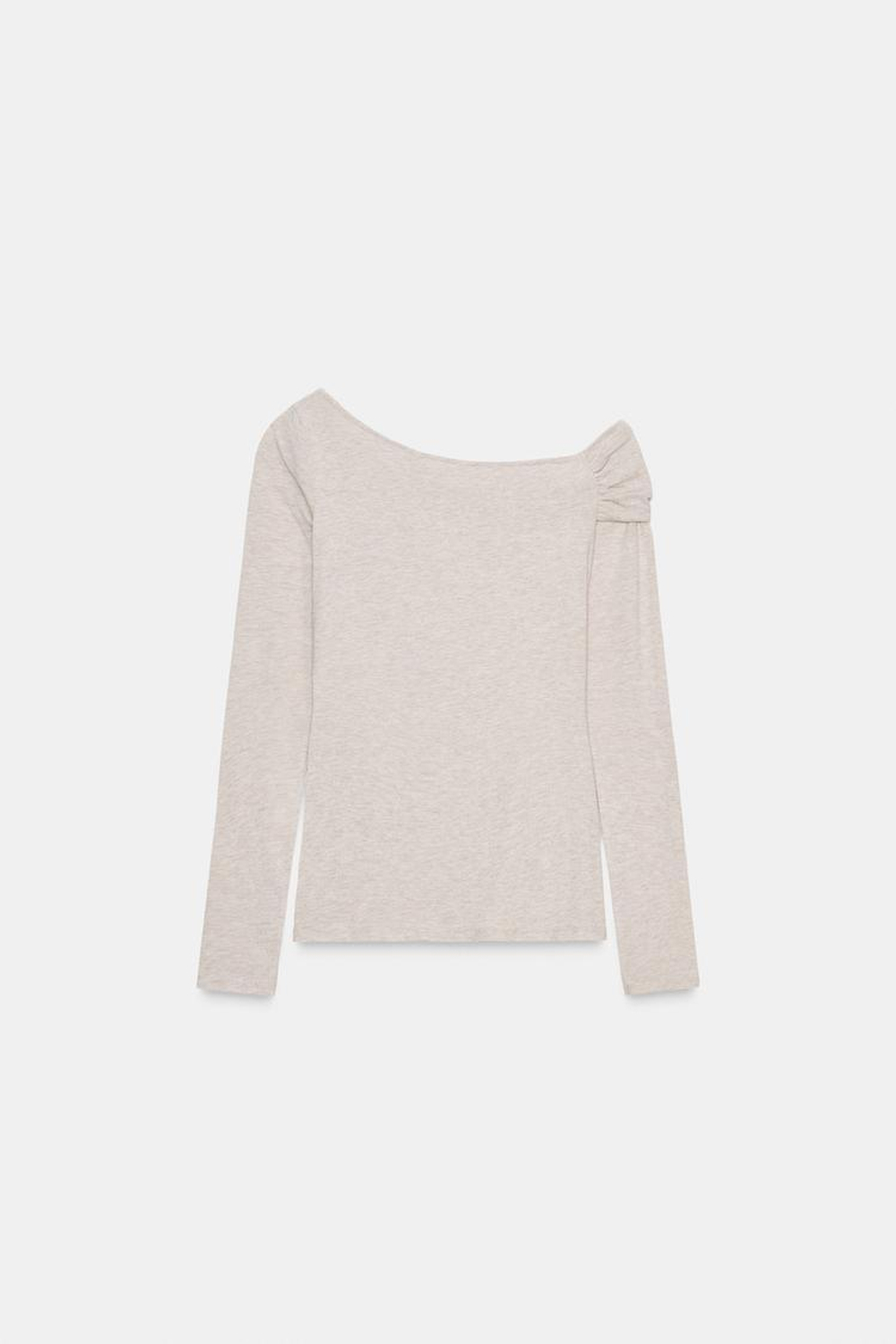 ZARA ТОП С АСИММЕТРИЧНЫМ ВЫРЕЗОМ, БЕЖЕВЫЙ МЕЛАНЖ