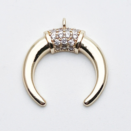 Подвеска Лунница, цвет золото, фианиты, размер 18*17 мм, цена за 1 шт